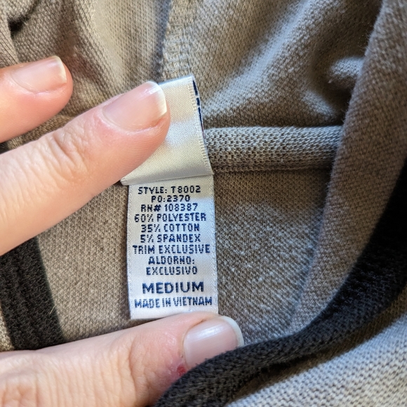 Vintage 90s Y2K TOPPY Crop Hoodie Shirt Women's Medium Taupe Brown Full Zipper - Picture 6 of 8